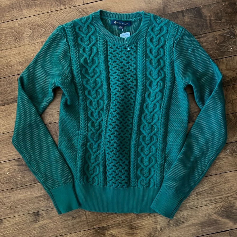 Green cable knit Brooks Brother’s sweater